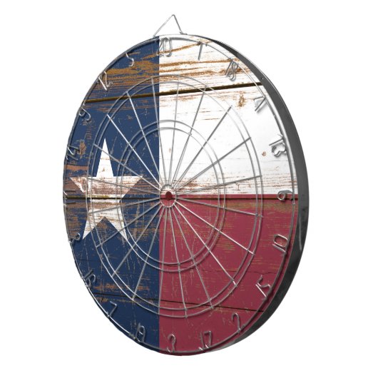 Old Wooden Texas State Flag Dart Board Dartbord (Voorkant Rechts)