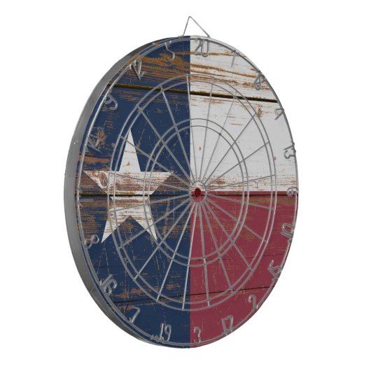 Old Wooden Texas State Flag Dart Board Dartbord (Voorkant Links)