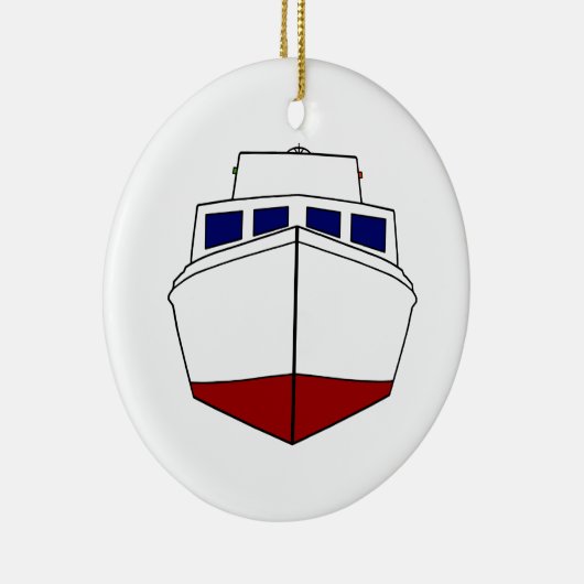 Old Wooden Vissen Boat - Cabin Cruiser Keramisch Ornament (Rechts)