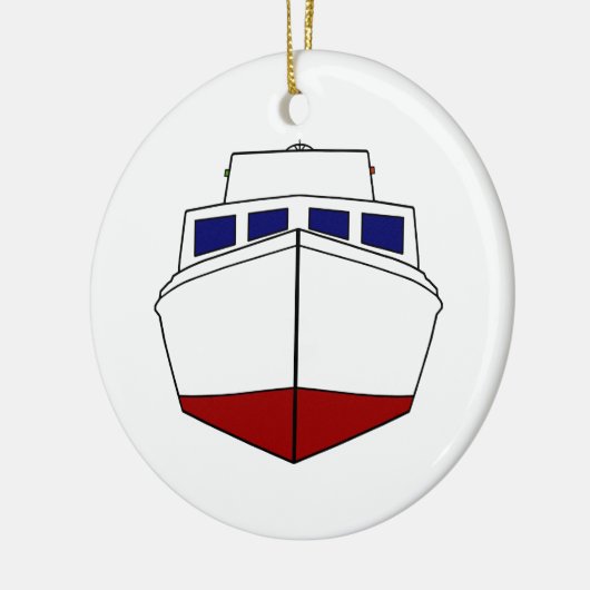 Old Wooden Vissen Boat - Cabin Cruiser Keramisch Ornament (Links)