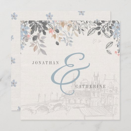 Old World Charm bruiloft uitnodiging (Voorkant / Achterkant)