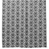 Old World Damask Black op White Douchegordijn (Voorkant)