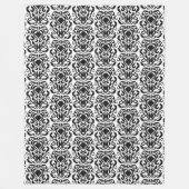 Old World Damask Black op White Fleece Deken (Voorkant)