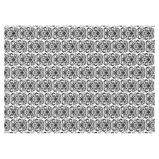 Old World Damask Black op White Tafelkleed (Voorkant (Horizontaal))