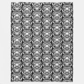 Old World Damask White op zwart Fleece Deken (Voorkant)
