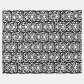 Old World Damask White op zwart Fleece Deken (Voorkant (Horizontaal))