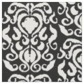 Old World Damask White op zwart Stof (Close Up)