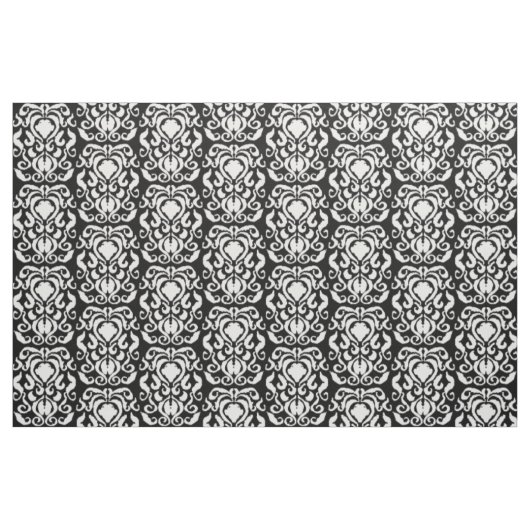 Old World Damask White op zwart Stof (Fat Quarter)
