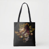 Old World Dark Floral Bouquet met Monogram Tote Bag (Voorkant)