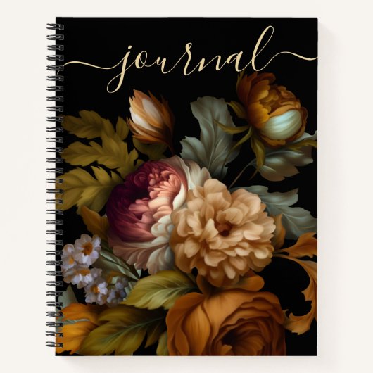 Old World Dark Painted Flower Journal Notitieboek (Voorkant)