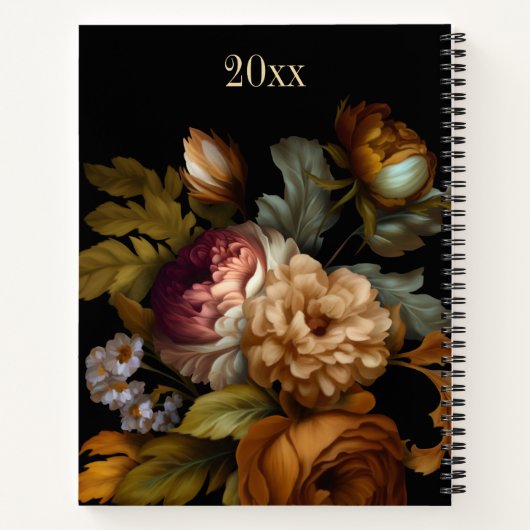 Old World Dark Painted Flower Journal Notitieboek (Achterkant)