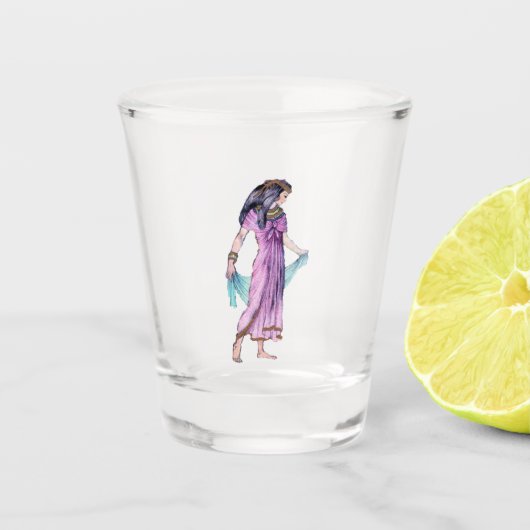 Old World Egyptian Woman Gold Trimmed Dress Scarf Shot Glas (Voorkant)
