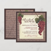 Old World Grapevine Wine Bridal Shower Invitation Kaart (Voorkant / Achterkant)