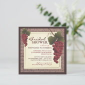 Old World Grapevine Wine Bridal Shower Invitation Kaart (Staand voorkant)