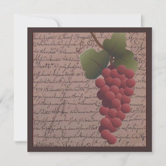 Old World Grapevine Wine Bridal Shower Invitation Kaart (Achterkant)
