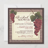 Old World Grapevine Wine Bridal Shower Invitation Kaart (Voorkant)