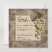 Old World Grapevine Wine Bridal Shower Invitation Kaart (Voorkant)