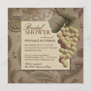 Old World Grapevine Wine Bridal Shower Invitation Kaart