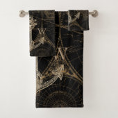 Old World Journey Nautical Anker Monogram Zwart Bad Handdoek (Insitu)