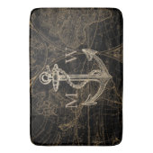 Old World Journey Nautical Anker Monogram Zwart Badmat (Voorkant Verticaal)