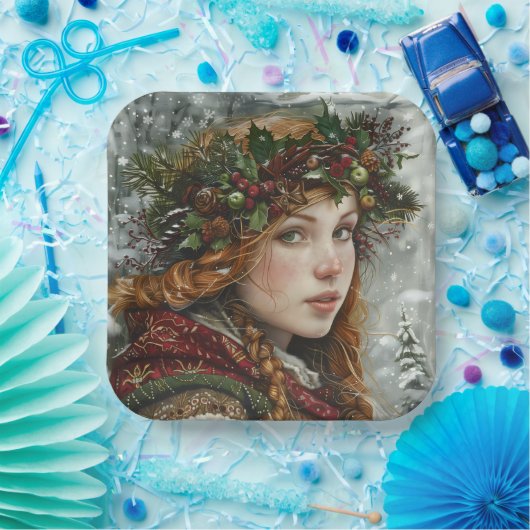 Old World Lady Papieren Bordje (Feest)