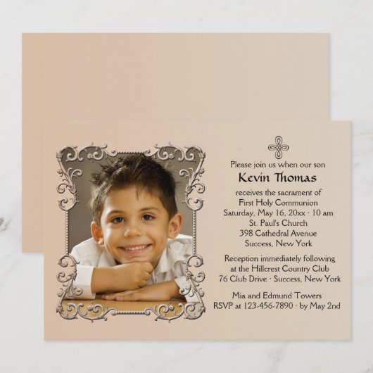 Old World Lijst Photo Invitation Kaart (Voorkant / Achterkant)