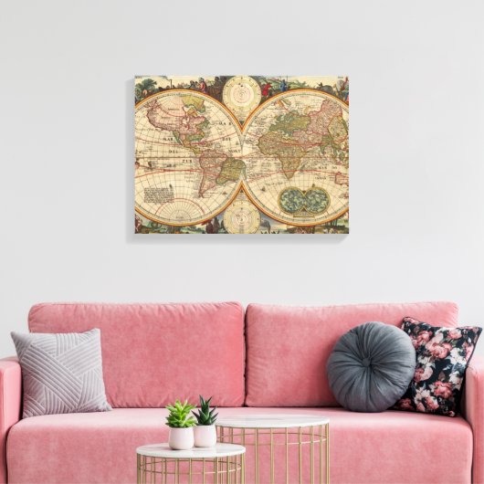 Old World Map By Nicolaas Visscher Canvas Afdruk (Insitu (Woonkamer))