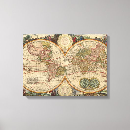 Old World Map By Nicolaas Visscher Canvas Afdruk (Voorkant)