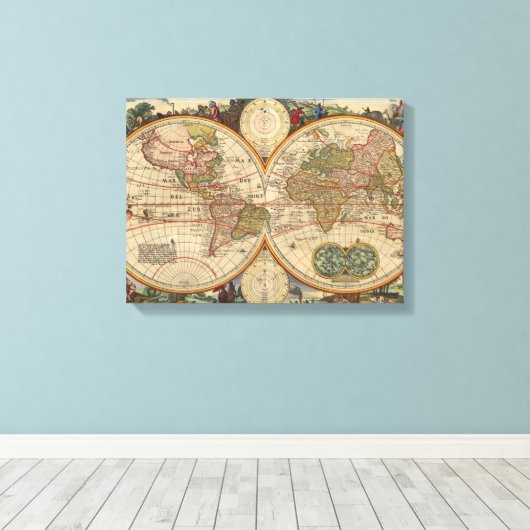 Old World Map By Nicolaas Visscher Canvas Afdruk (Insitu (Houten vloer))