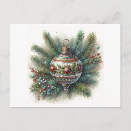Old World Nostalgia with Pine Christmas Ornament  Briefkaart (Voorkant)