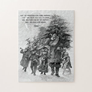 Old World Santa and Children Monochrome Legpuzzel