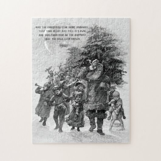 Old World Santa and Children Monochrome Legpuzzel (Verticaal)