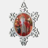 Old World Santa Claus heeft een closeup gemaakt op Tin Sneeuwvlok Ornament (Rechts)