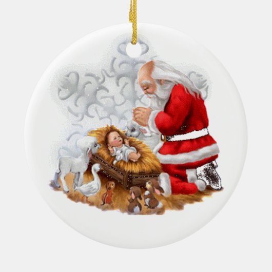 Old World Santa Closeup Keramisch Ornament (Achterkant)