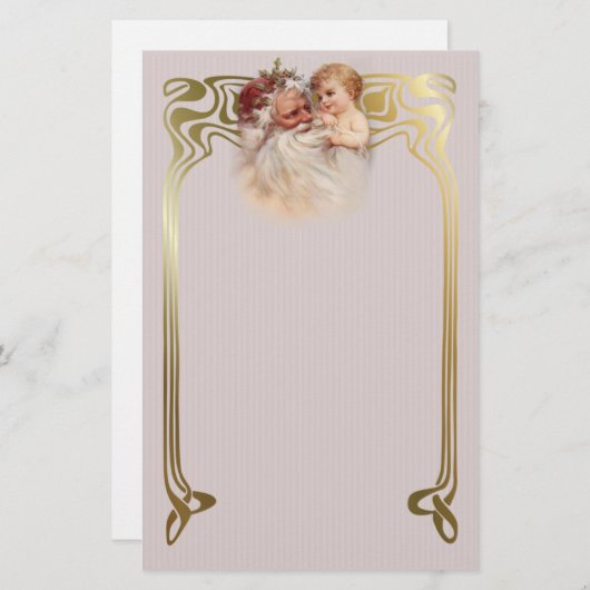 Old World Santa en Cherub Briefpapier (Voorkant / Achterkant)