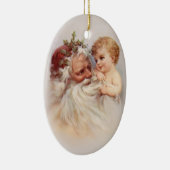 Old World Santa en Cherub Keramisch Ornament (Rechts)