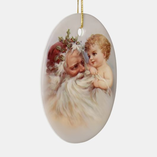 Old World Santa en Cherub Keramisch Ornament (Rechts)