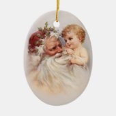 Old World Santa en Cherub Keramisch Ornament (Voorkant)