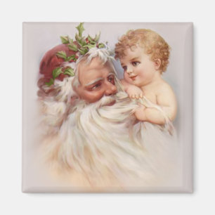Old World Santa en Cherub Magneet