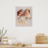 Old World Santa en Cherub Poster (Keuken)