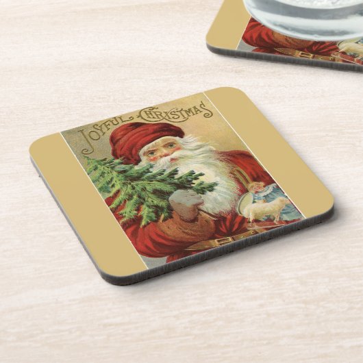 Old World Santa Joyful Kerstmis Onderzetter (Linkerzijde)