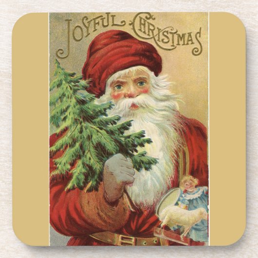 Old World Santa Joyful Kerstmis Onderzetter (Voorkant)