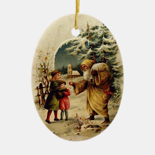 Old World Santa Ornament (Oval)