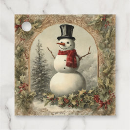 Old World Vintage Snowman Christmas Bedankjes Labels