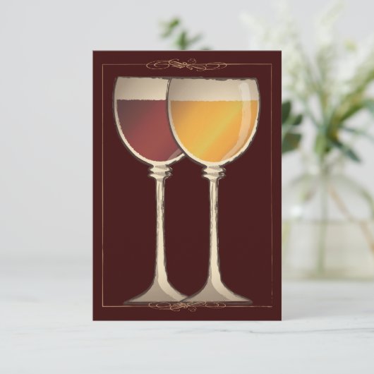 Old World Wineglass Wineyard Winery Response Card RSVP Kaartje (Staand voorkant)