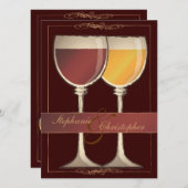 Old World Wineglass Wineyard Winery Wedding Kaart (Voorkant / Achterkant)