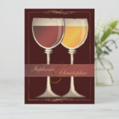 Old World Wineglass Wineyard Winery Wedding Kaart (Staand voorkant)