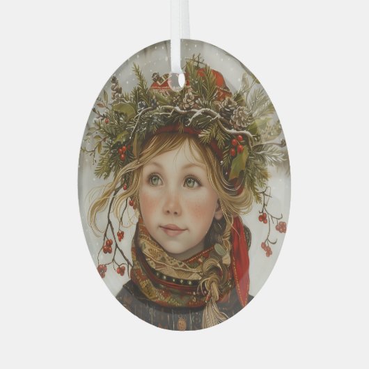 Old World Winter Child Glas Ornament (Voorkant links)