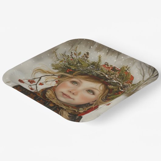 Old World Winter Child Papieren Bordje (Gebogen)