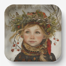 Old World Winter Child Papieren Bordje